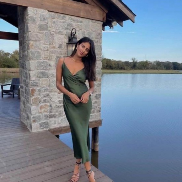 nude and green dress Hunter Green and Nude Crochet Maxi Dress main image 1
